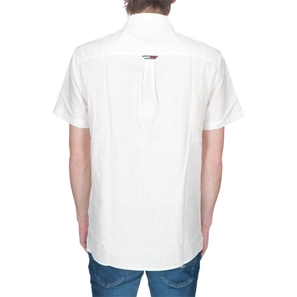 Camicia Tommy Hilfiger Jeans Uomo Linen Camp YBR WHITE
