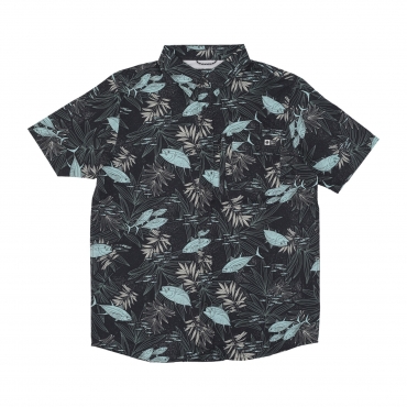 camicia manica corta uomo feeding frenzy uv woven BLACK