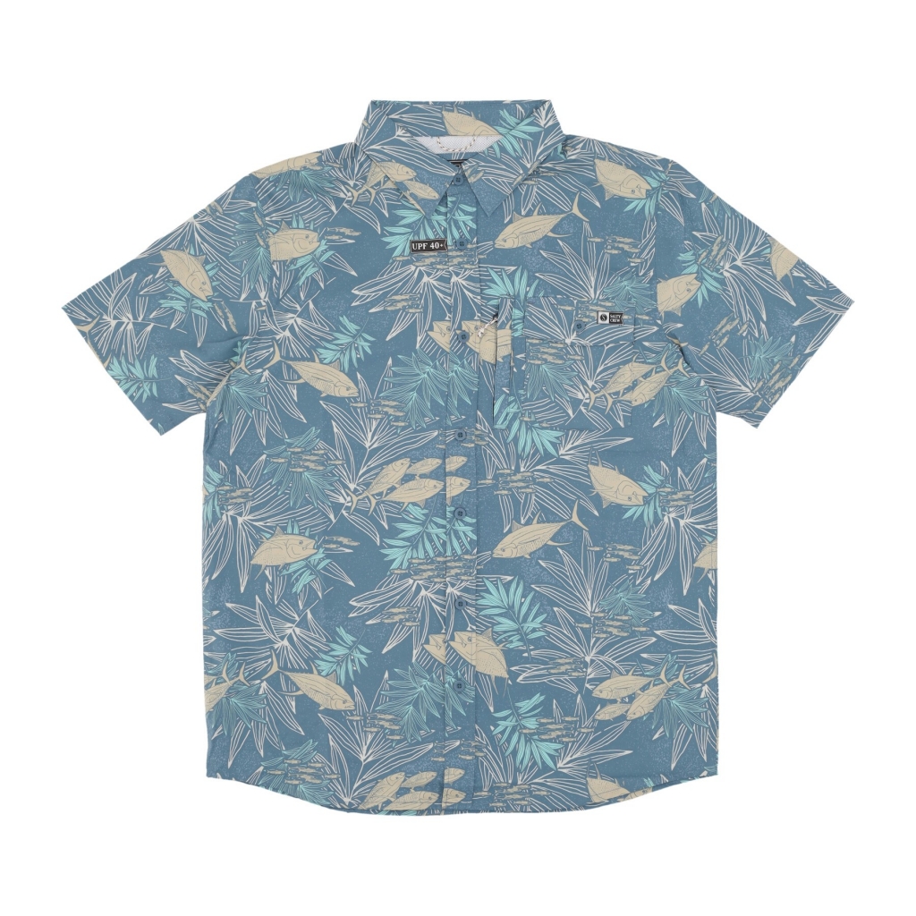 camicia manica corta uomo feeding frenzy uv woven SLATE BLUE