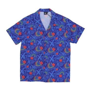 camicia manica corta uomo bowling shirt x durex BLUE