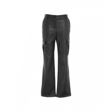 Pantalone cargo in similpelle nero