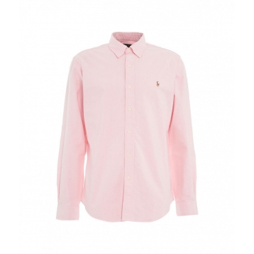 Camicia con ricamo del logo rosa