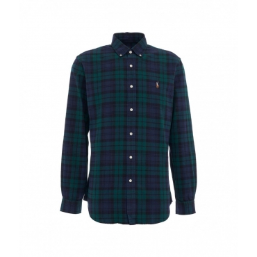 Camicia lumberjack con ricamo logo verde