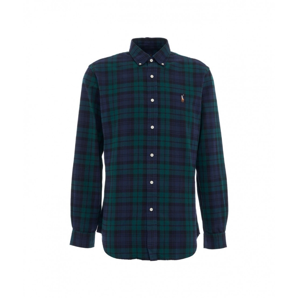 Camicia lumberjack con ricamo logo verde