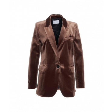 Blazer monopetto in velluto marrone