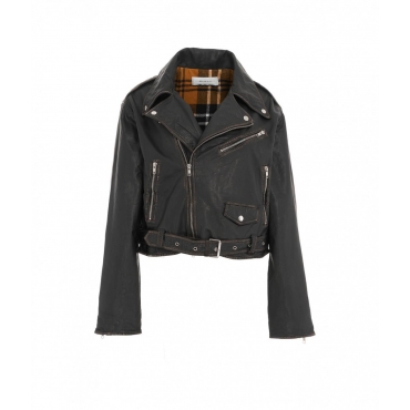 Giacca biker in pelle nero