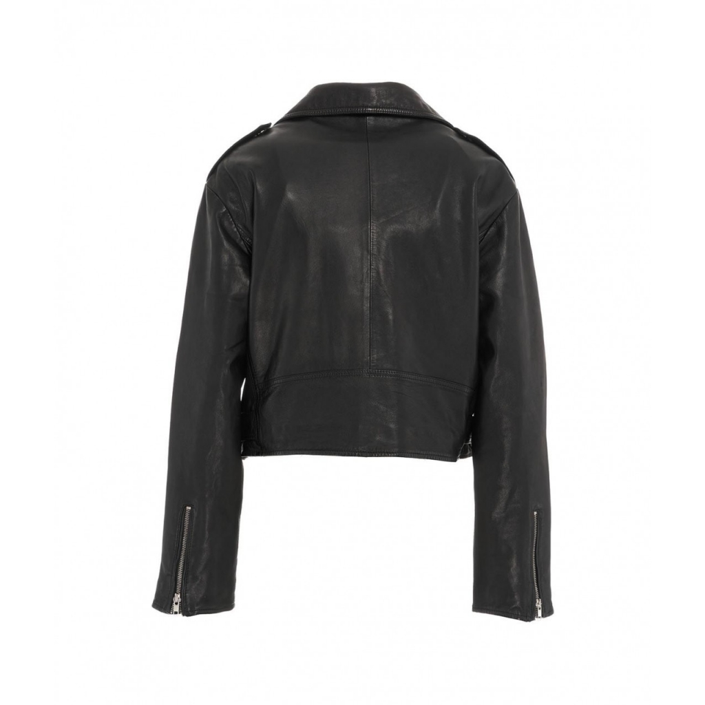 Giacca biker in pelle nero