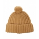 Beanie in maglia con pompon Cammello