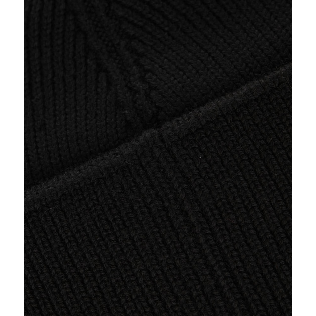 Beanie in maglia con patch logo nero