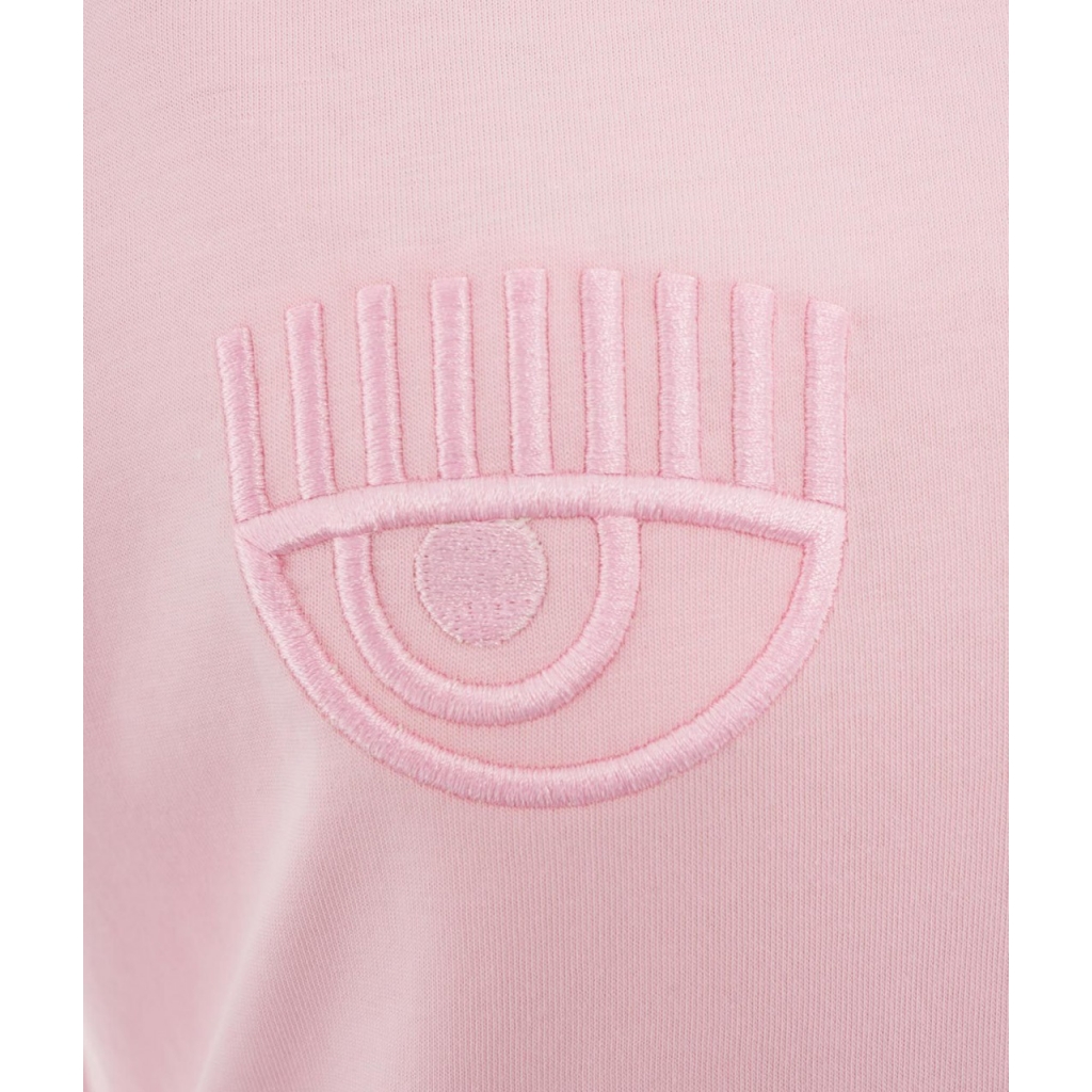 T-shirt con ricamo del logo rosa
