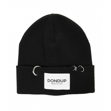 Beanie in maglia con piercing nero