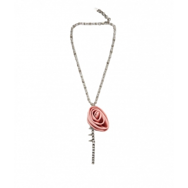 Halskette mit Strass und Rose Rosa