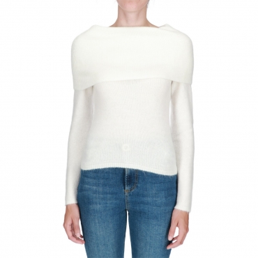 Maglia Liu Jo Jeans Donna Chiusa M/L Tinto Capo BIANCO LANA