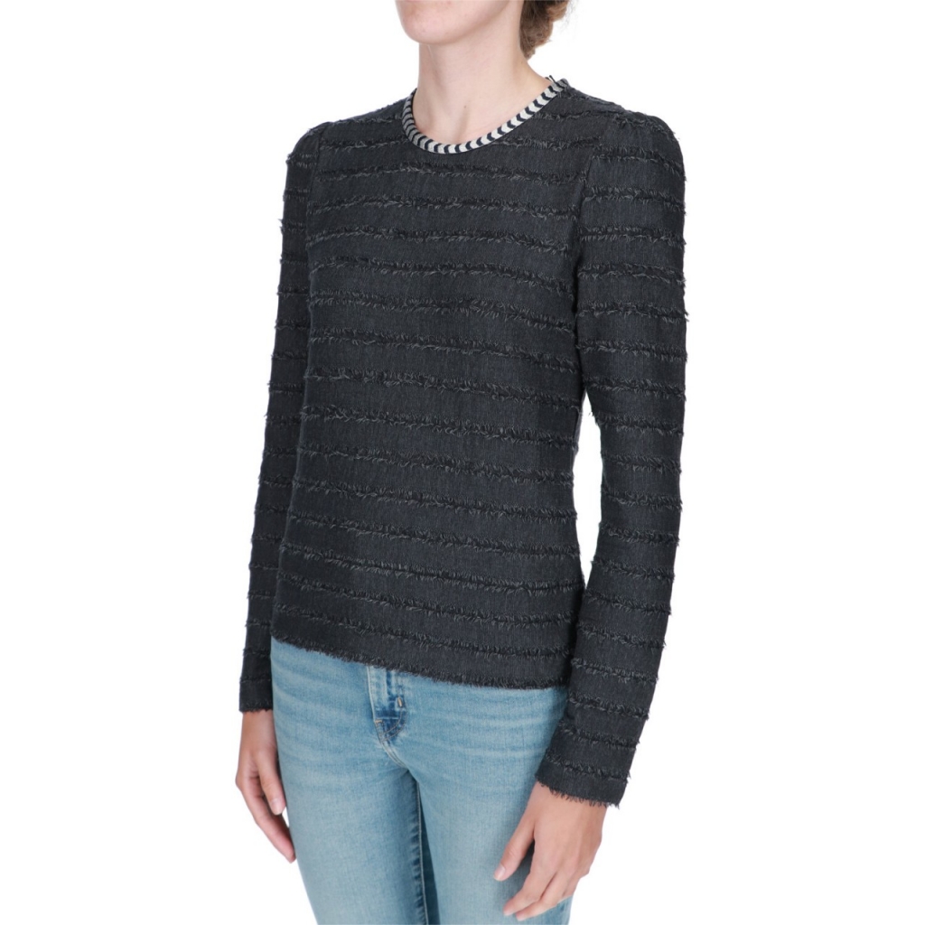 Maglia ScotchSoda Donna Textured Stripe L S CHARCOAL
