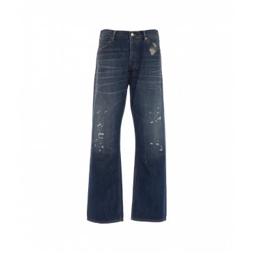 Destroyed jeans blu