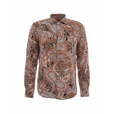 Camicia con stampa paisley marrone