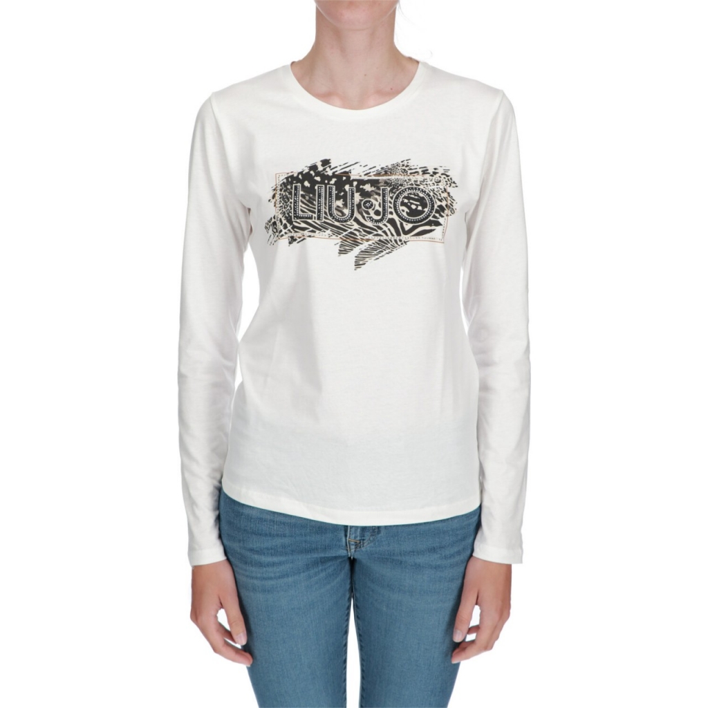 Tshirt Liu Jo Jeans Donna Moda Fashion BIANCO ANIMAL