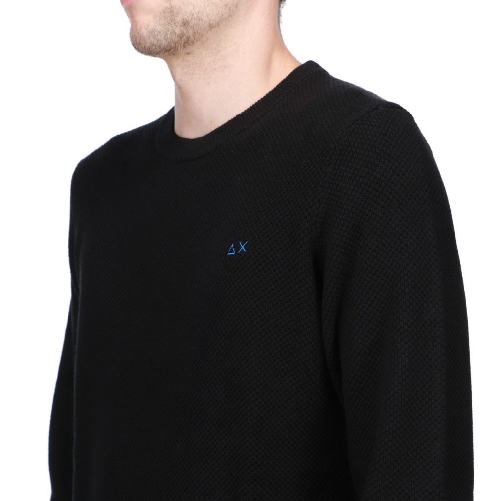 Maglia Sun 68 Uomo Round Rice Knit 11 NERO