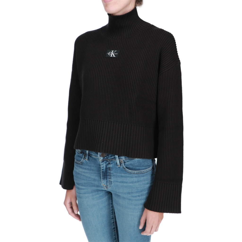 Maglia Calvin Klein Jeans Donna Label Chunky Sweater BEH CK BLACK