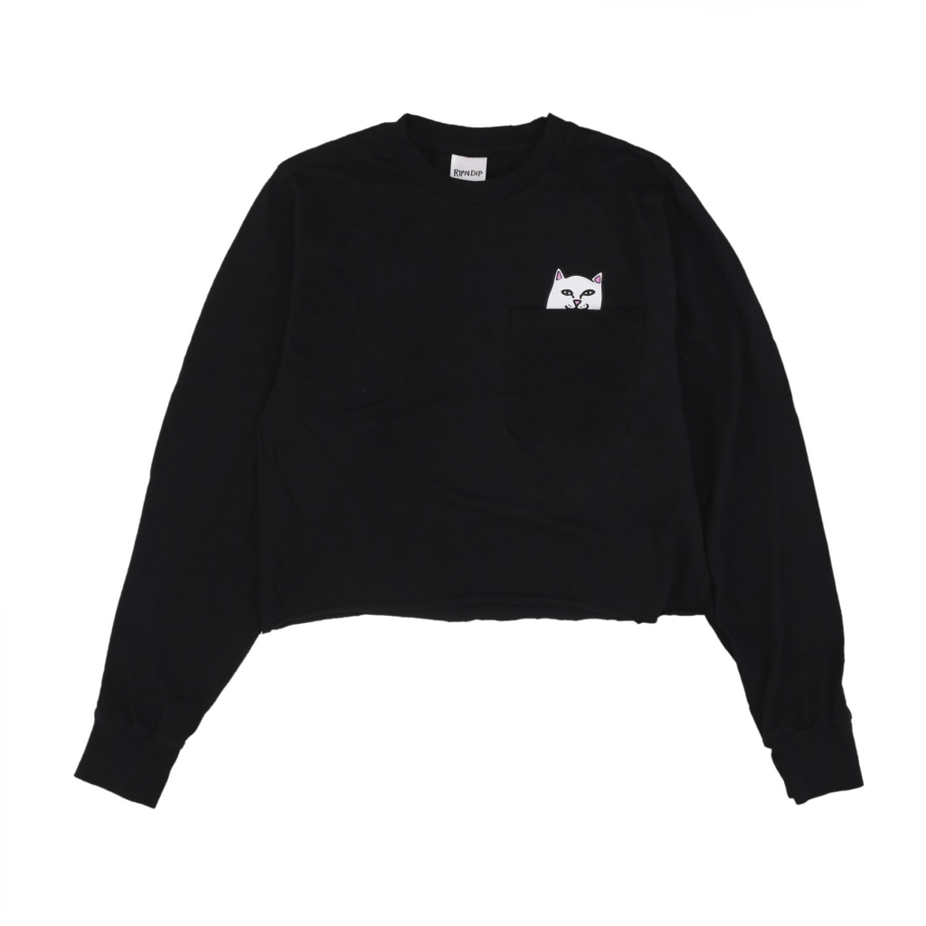 maglietta manica lunga corta donna lord nermal cropped pocket tee BLACK