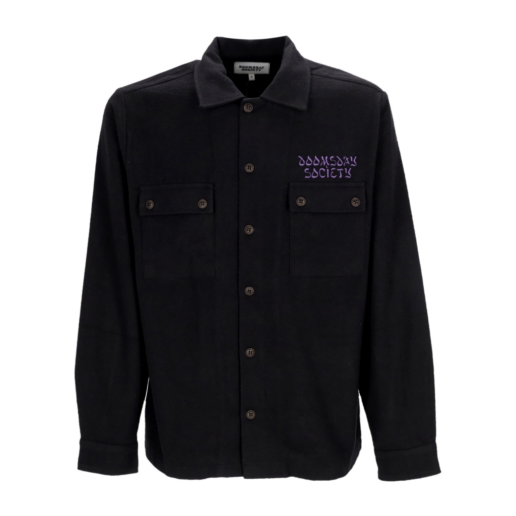 camicia manica lunga uomo art of seeing flannel shirt BLACK