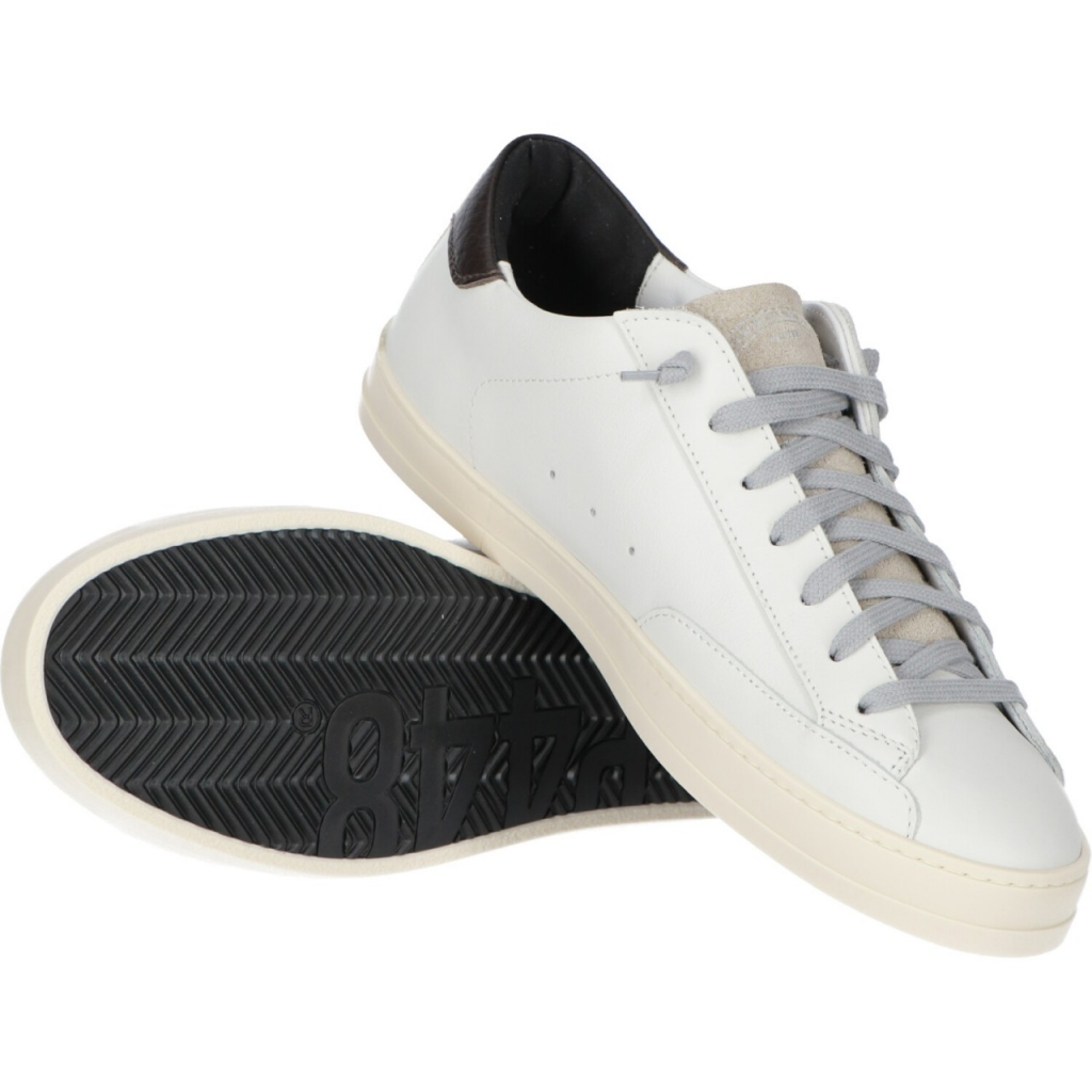 Scarpe P448 Uomo John Made In Italy Pelle Moro WHITE MORO