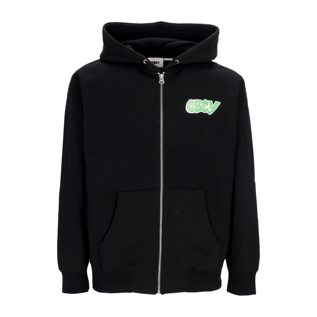 felpa cappuccio zip uomo city watch dog premium zip hooded fleece BLACK