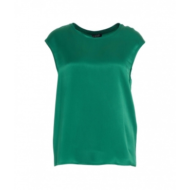 Top in misto seta verde