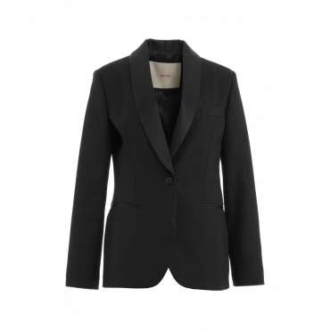 Blazer con finitura glitterata nero