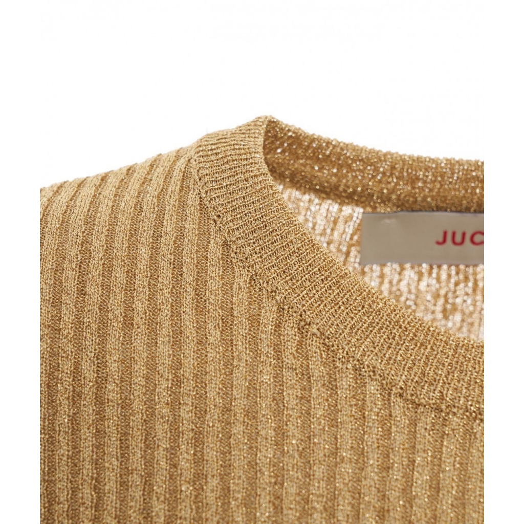 Top in maglia a coste oro