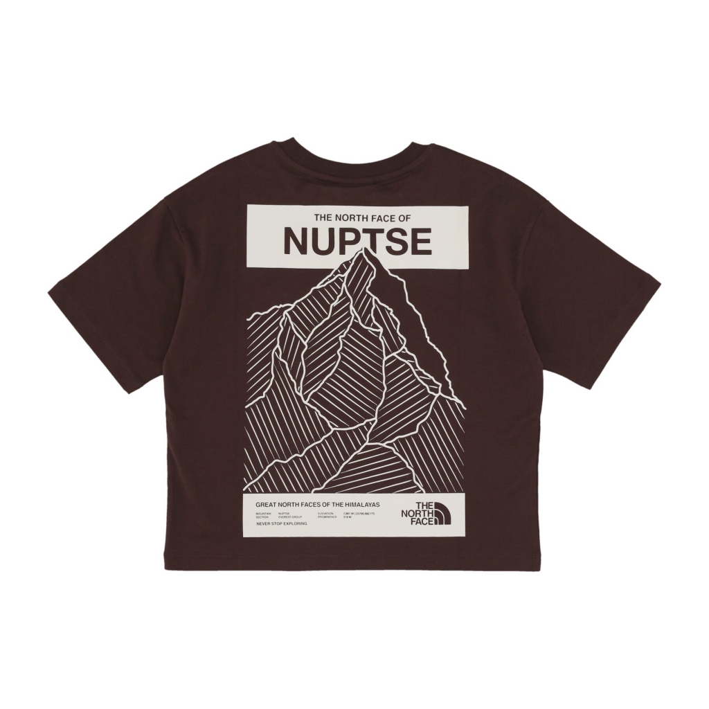 maglietta donna w nuptse face tee COAL BROWN