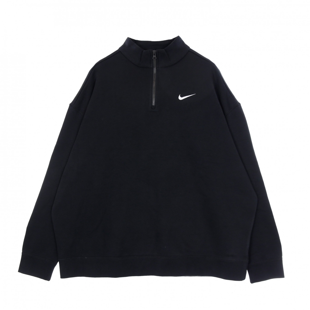 felpa collo alto donna w sportswear essential classic trend fleece quarter zip BLACK/WHITE