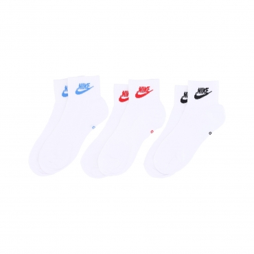 calza bassa uomo sportswear everyday essential ankle socks WHITE/BLACK/CYAN/RED