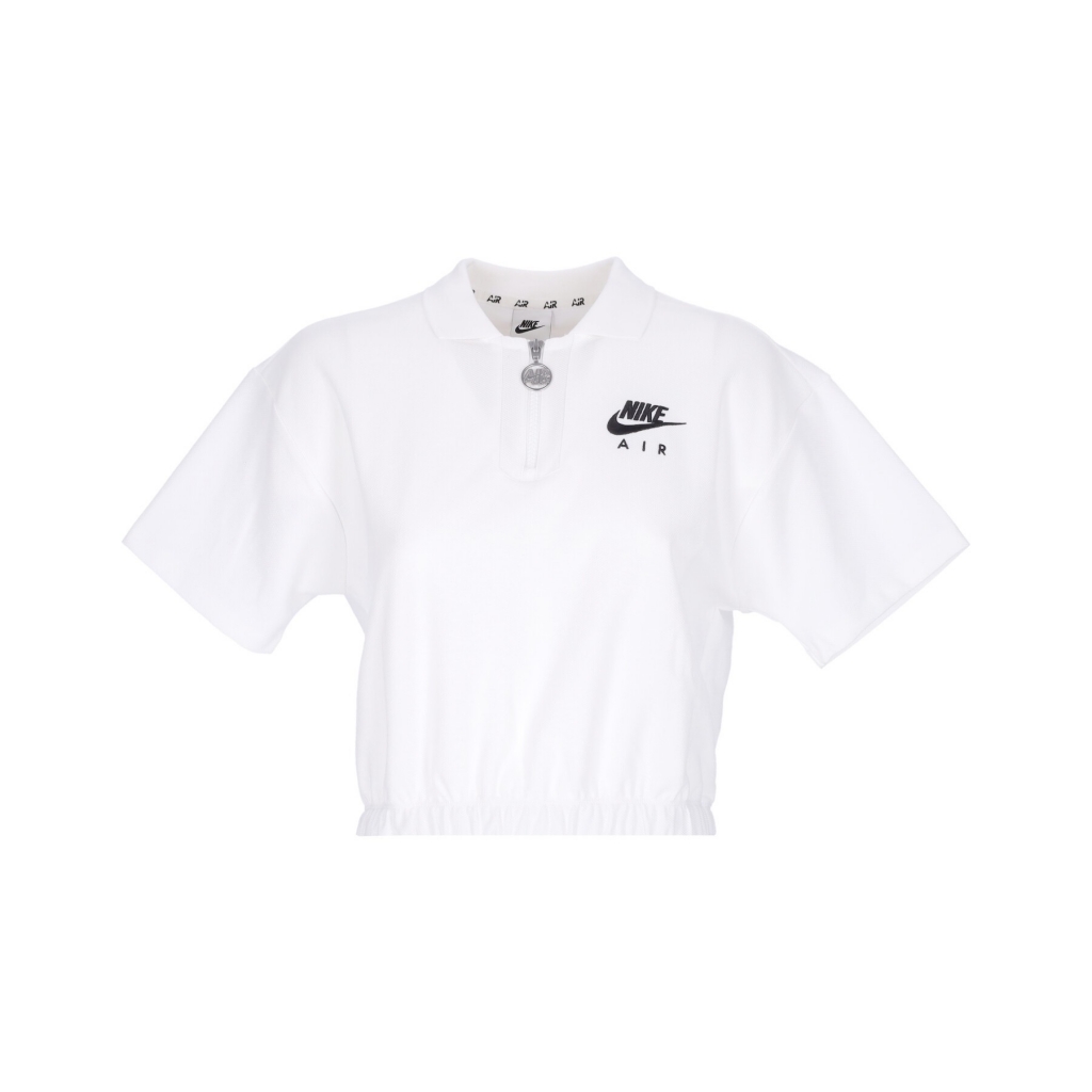 polo corta donna air pique polo WHITE BLACK