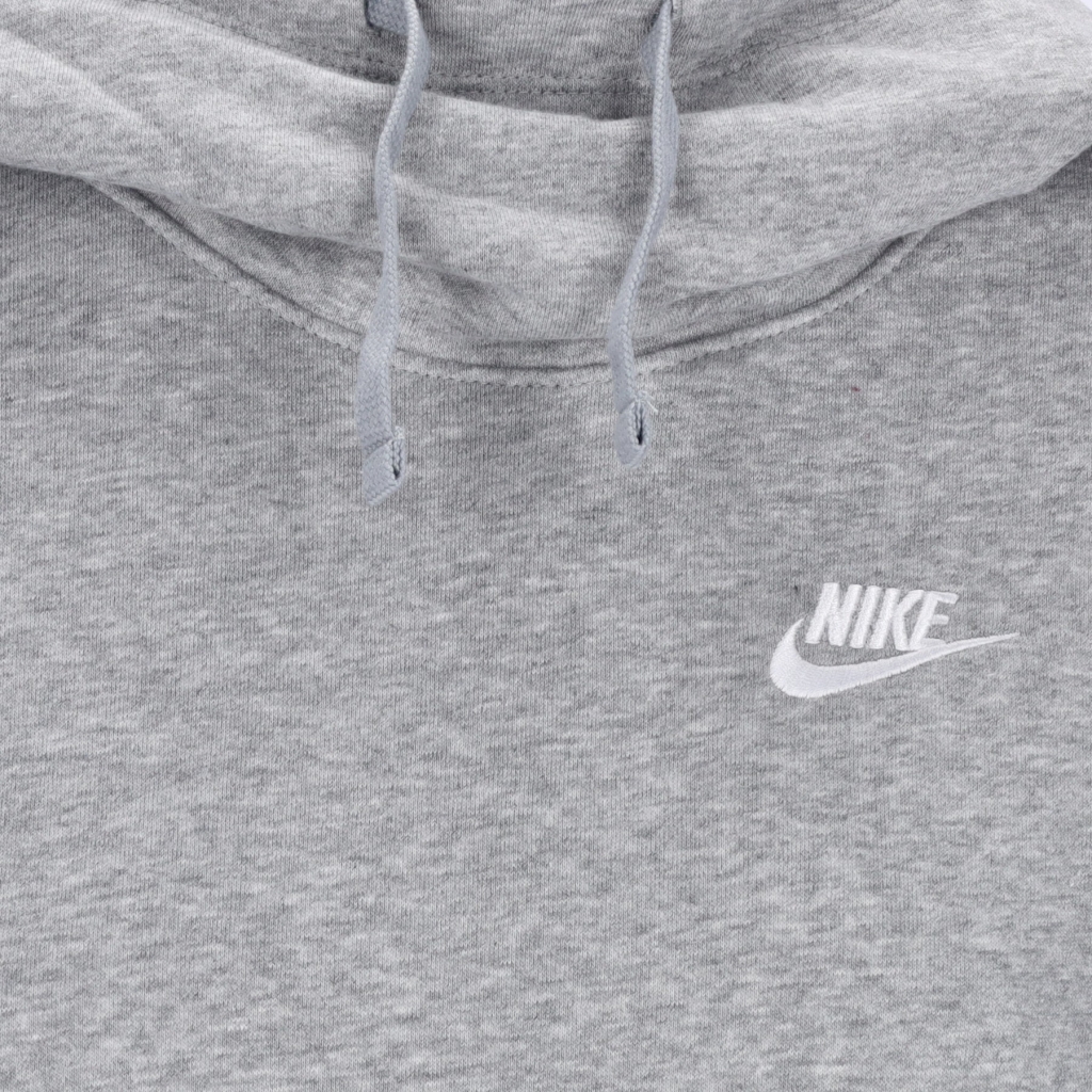 felpa cappuccio donna sportswear club fleece funnel neck hoodie DK GREY HEATHER WHITE