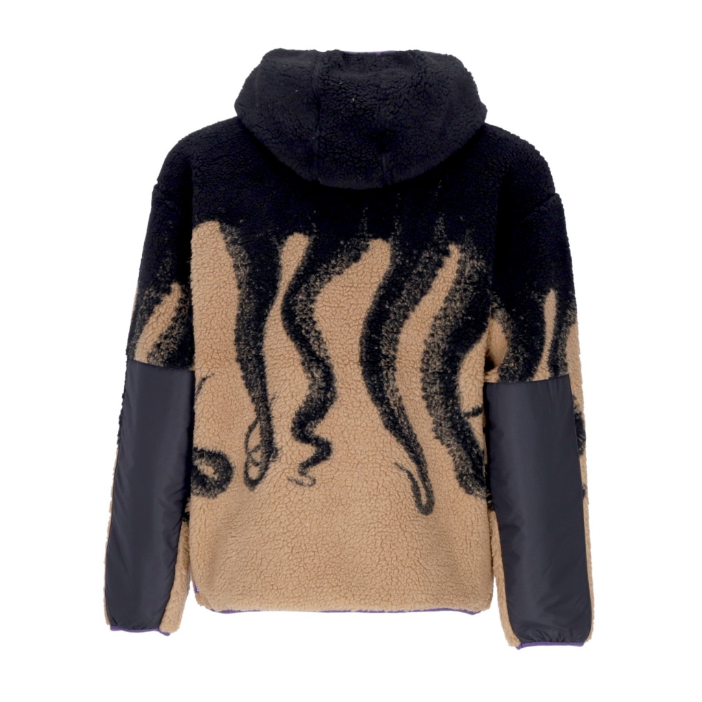 orsetto uomo sherpa zip hood sweatshirt BLACK/BEIGE