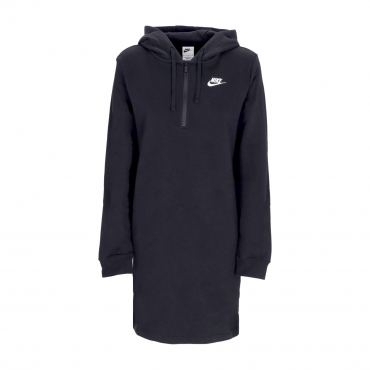 vestito donna sportswear club fleece hoodie dress BLACK/WHITE