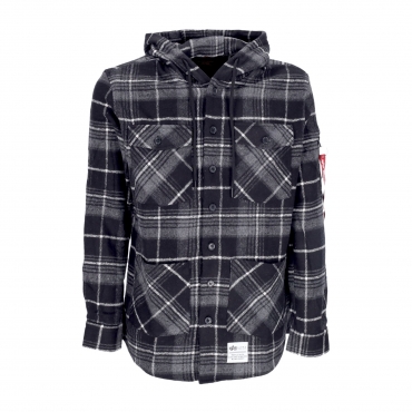 camicia manica lunga cappuccio uomo 45 p hooded BLACK/GREY