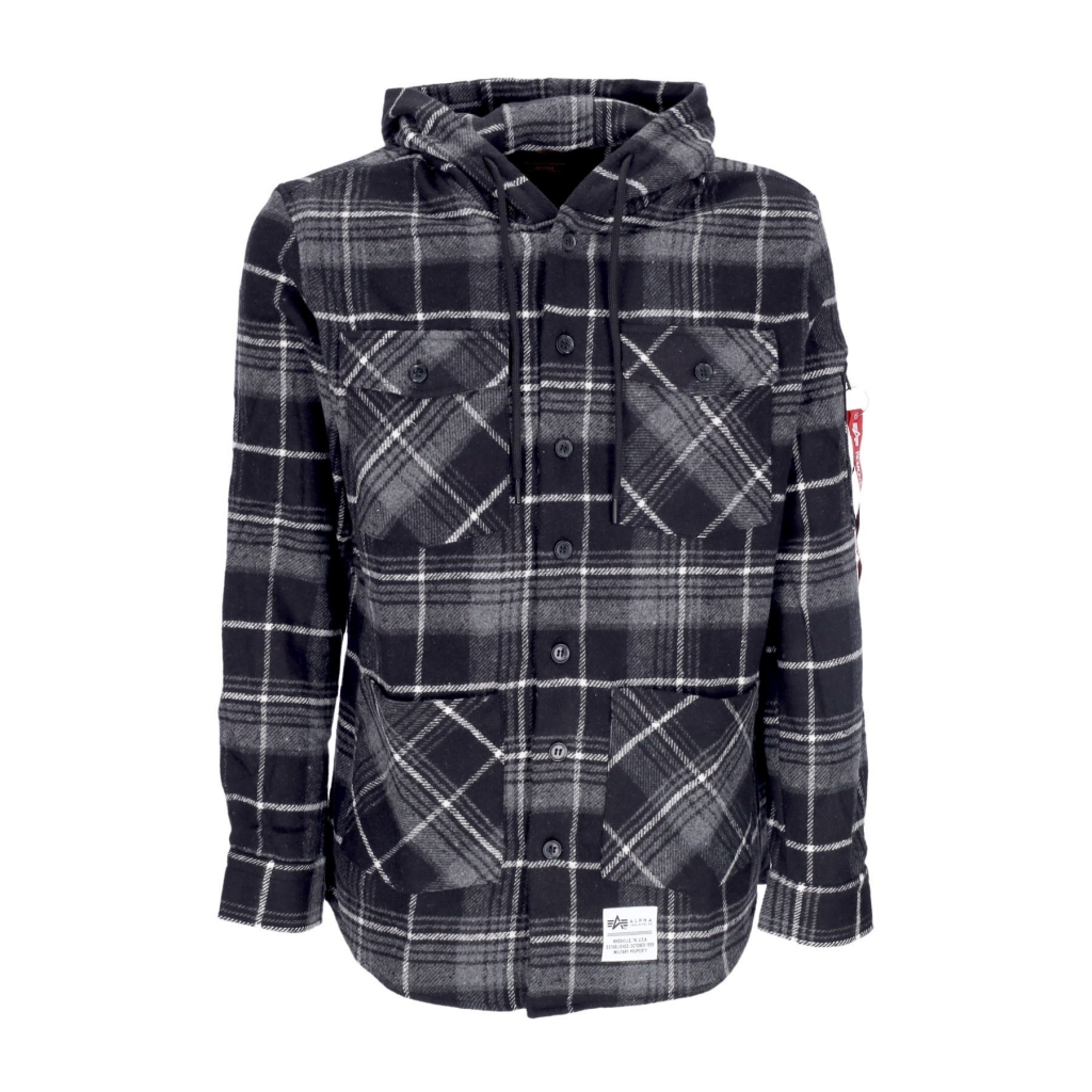 camicia manica lunga cappuccio uomo 45 p hooded BLACK/GREY