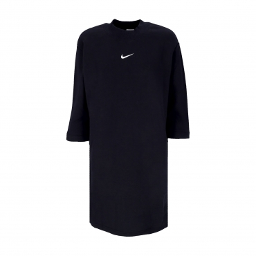 vestito donna sportswear phoenix fleece 3/4 oversized sleeve dress BLACK/SAIL