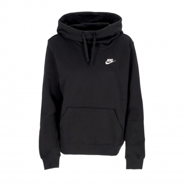 felpa cappuccio donna w sportswear club fleece funnel-neck hoodie BLACK/WHITE