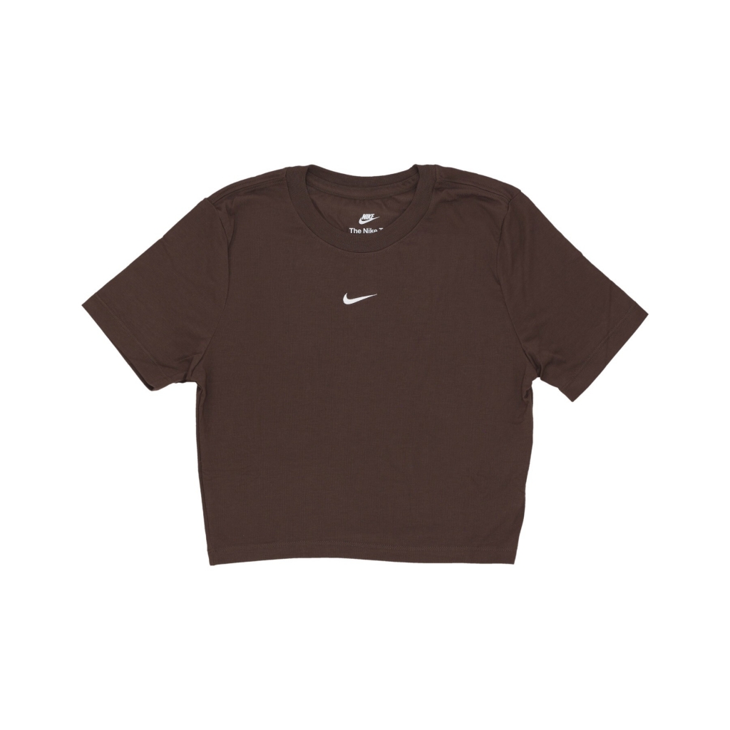 maglietta corta donna w sportswear essential slim-fit crop tee BAROQUE BROWN/WHITE