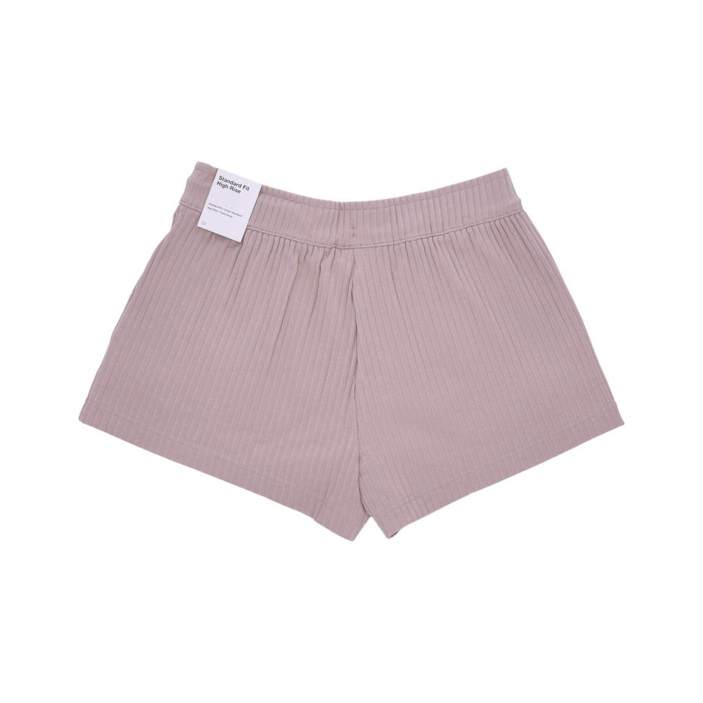 pantalone corto tuta donna sportswear high-waisted ribbed jersey shorts DIFFUSED TAUPE/WHITE