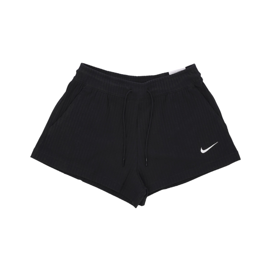 pantalone corto tuta donna sportswear high-waisted ribbed jersey shorts BLACK/WHITE