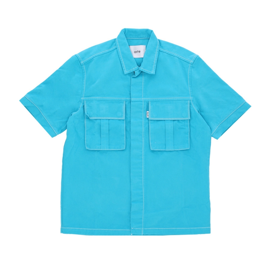 camicia manica corta uomo peter detail pocket twill shirt LAKE BLUE
