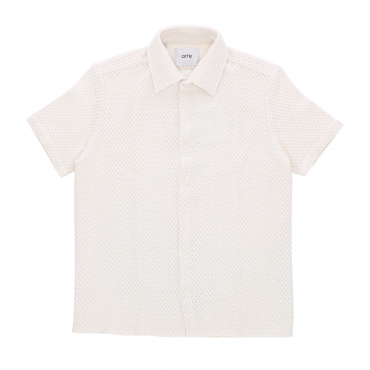 camicia manica corta uomo croche shirt CREAM