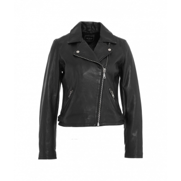 Giacca biker in pelle nero