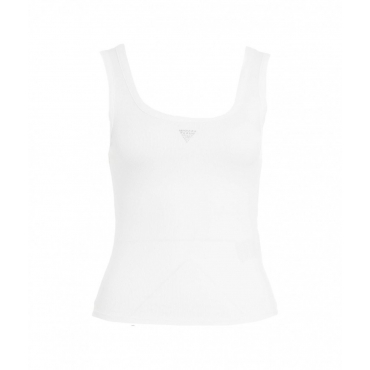 Tank top a a coste bianco