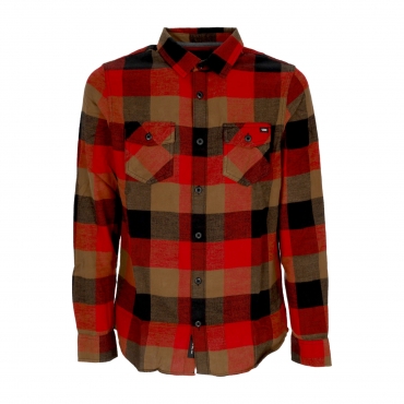 camicia manica lunga uomo box flannel shirt CHILI PEPPER/SEPIA