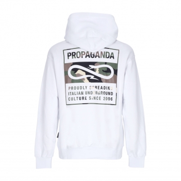 felpa cappuccio uomo logo label hoodie WHITE